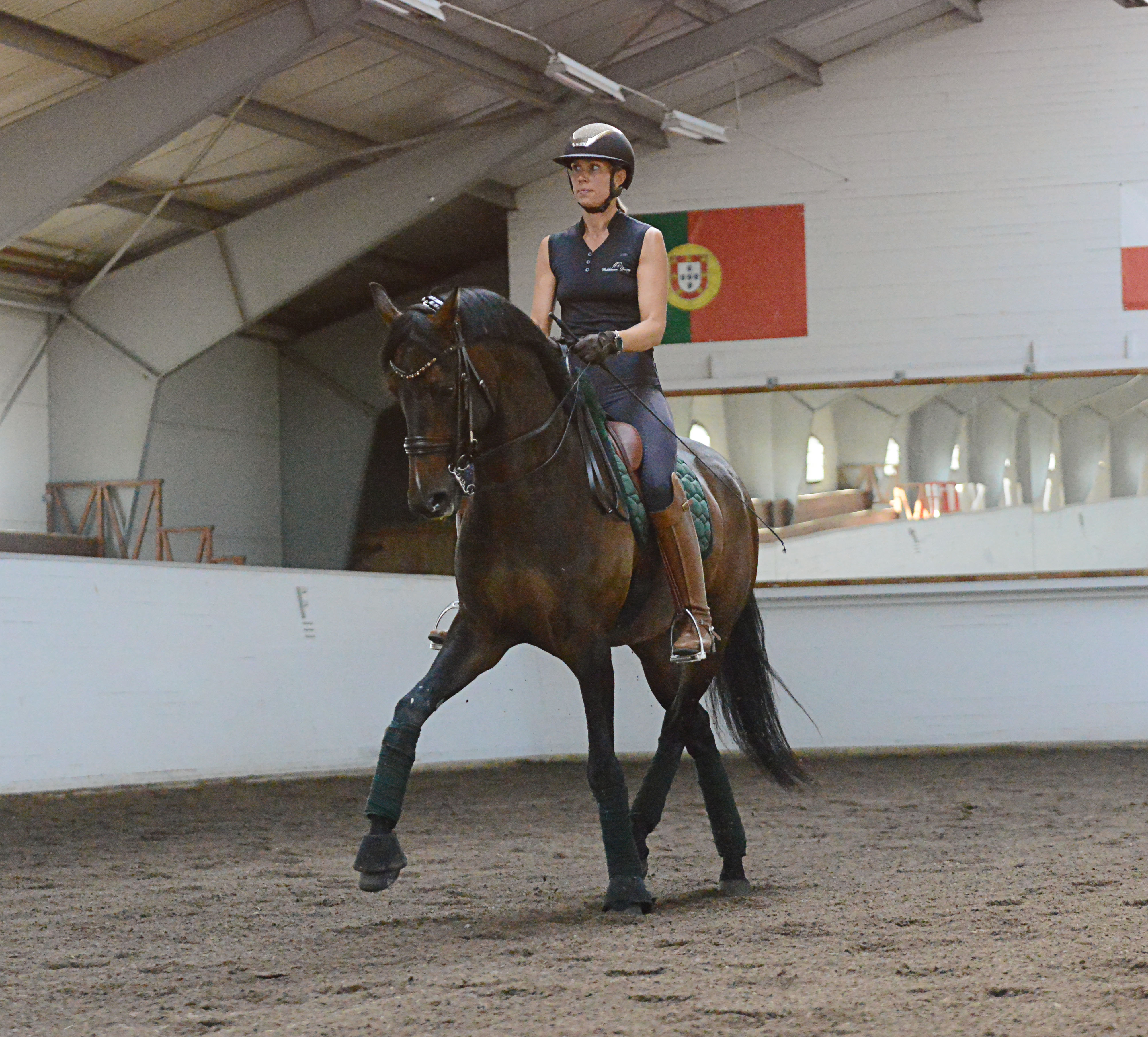 Nina Hofmann Küppers och Pjotr van der Kempenhoeve i stora ridhuset på vackra Wisbohammar